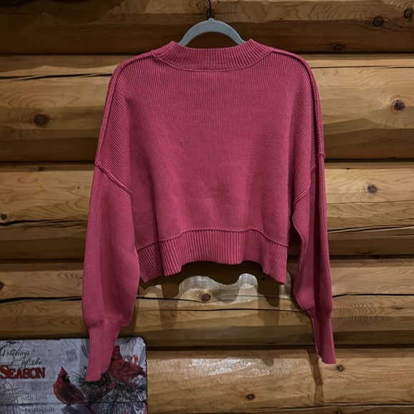 🔥1 LEFT!🔥Free People NWOT Easy Street Crop Pullover Sweater Size M & L in Pink - Picture 9 of 11